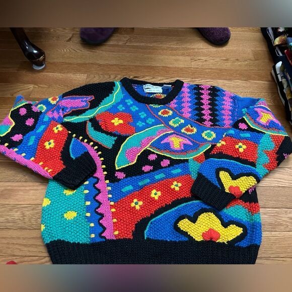 Vintage 80s 90s Northern Isles Hand Knit Sweater - Picture 1 of 5